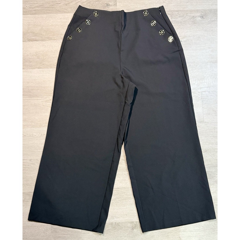 torrid Black Wide-Leg Sailor-Inspired Pants with Gold Buttons